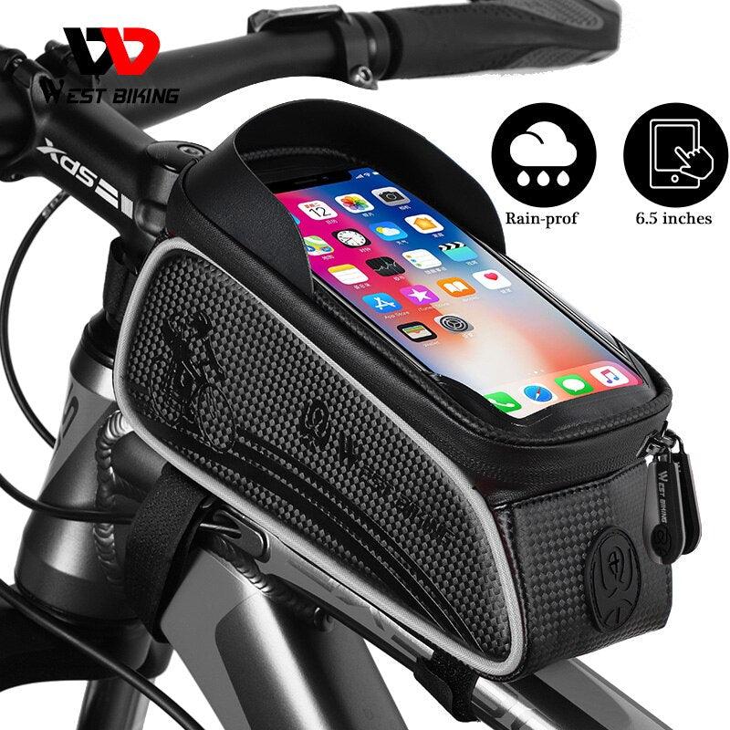 WEST BIKING Bicycle Bag Cycling Top Front Tube Frame Bag Waterproof 6.5 Inches Phone Case Storage Touch Screen MTB Road Bike Bag - Pogo Cycles